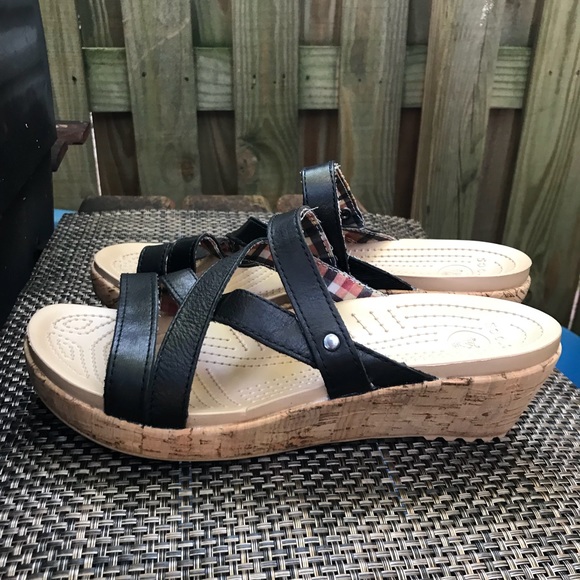 crocs cork wedge sandals